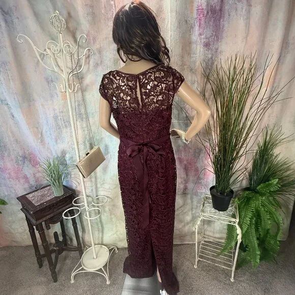 📌Adrianna Papell Rich Illusion Lace Formal - Evening -Mother Bride/ Groom Gown - Picture 3 of 16